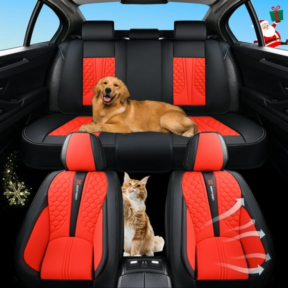 Car Seat Cover for Subaru Forester 1998-2026, Red Car Seat Covers, Leather, Full Set of 5 Seats, With Lumbar Support, Anti-Slip, Protect and Upgrade Seats, Beautify the Interior of Old Cars