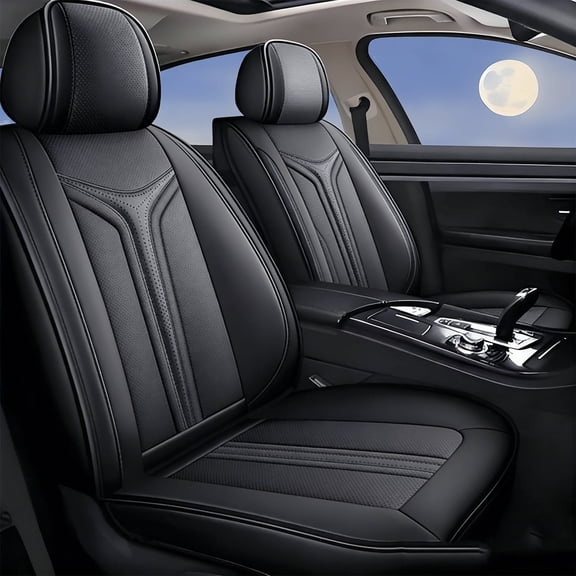 Car Seat Cover for Subaru Outback 2010-2025 Full Coverage Nappa Leather Car Seat Protector, Fashion Anti-Slip Waterproof Breathable Easy to Install, Auto Interior Accessories(Full Set,Black)