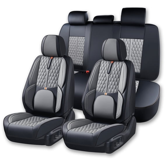 Car Seat Cover for Suzuki Reno 2007-2008, Leather Full Set of 5 Seats With Lumbar Support Beautify Interior, Gray and Black Car Seat Covers, Give Your Interior a New Look
