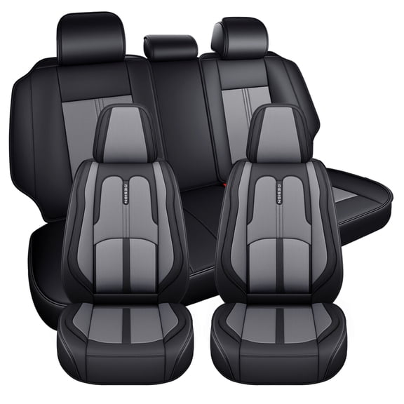 Car Seat Cover for Toyota Avalon 2022, Premium Leather 5 Piece Full Set Airbag Compatible Beautify Interior, Black and Gray Car Seat Covers, Protect Car Seats