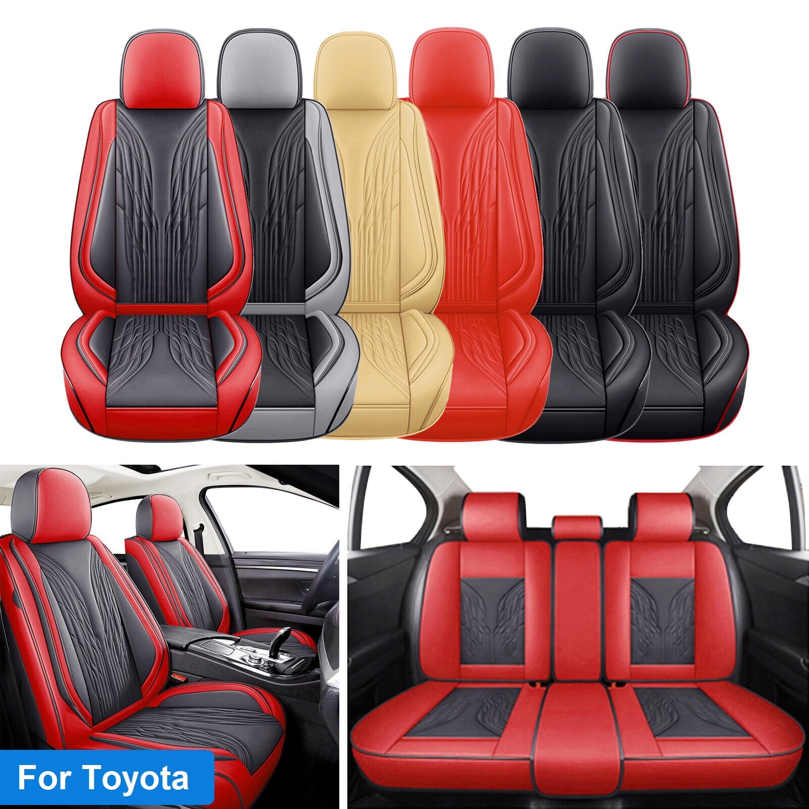 Car Seat Cover for Toyota Corolla 5 Seats, Deluxe PU Leather Auto Front ...