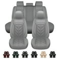 thumbnail image 1 of Car Seat Cover for Chevy 5 Seats Sedans SUVs Trucks, Wear-resistant Pu Leather Seat Cushion Protector, Front Rear Full Set Gray, 1 of 15