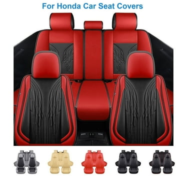 Car Seat Cover for Honda Civic 5 Seats, Deluxe PU Leather Auto Front Rear Cushion Protector Full Set for Crosstour Clarity Electric Insight Black Red