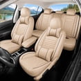 thumbnail image 1 of Car Seat Cover for Honda Pilot 2005-2016: Car Seat Covers Full Set Waterproof Faux Leather Seat Cover Cushion Protector (Beige), 1 of 7