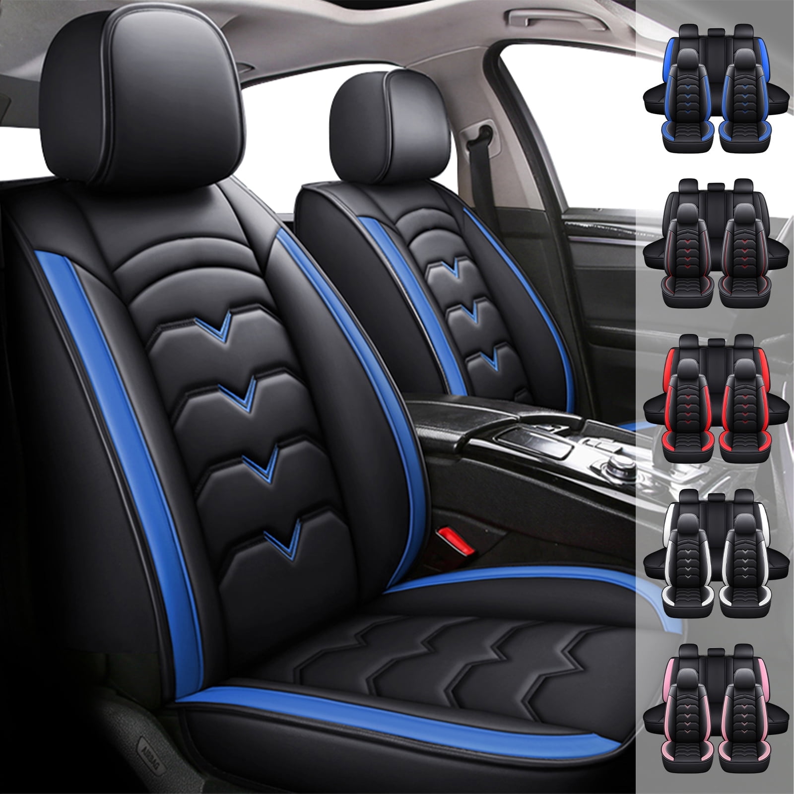 Car Seat Cover for Subaru Outback 2000-2026, Comfortable PU Leather Seat Cushion Protector for Forester Outback Impreza Legacy WRX Black Blue