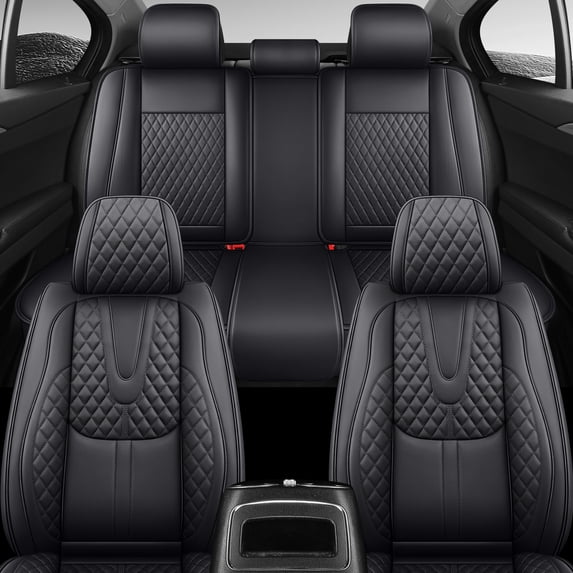 Car Seat Cover for Toyota Rav4 2021, Faux Leather 5 Seats Full Set With Lumbar Support Beautify Interior, Black Car Seat Covers, Protect Car Seats