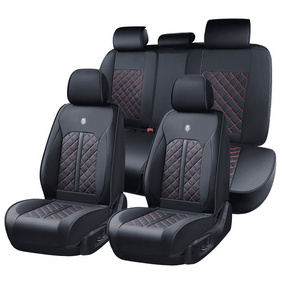 Car Seat Cover for kia Stinger 2018-2023, Red Edge Car Seat Covers, Waterproof Faux Leather, Full Set of 5 Seats, Wear Resistance, Easy to Clean and Install, Beautify Interior
