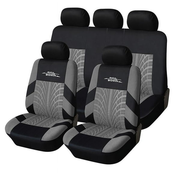 Car Seat Covers for 5 Seats Universal, Fabric Breathable Car Front & Rear Seat Protectors, with Tire Track Details, Airbag Compatible, Full Protection,Fits Most Cars Trucks Vans, Vehicle Seat Covers