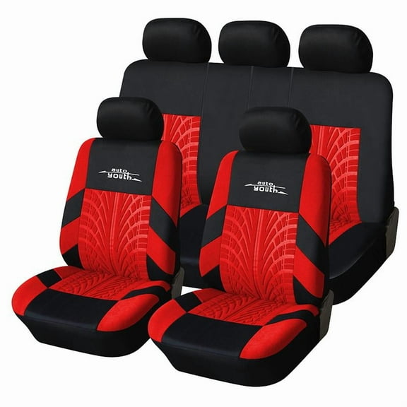 Car Seat Covers for 5 Seats Universal, Fabric Breathable Car Front & Rear Seat Protectors, with Tire Track Details, Airbag Compatible, Full Protection,Fits Most Cars Trucks Vans, Vehicle Seat Covers