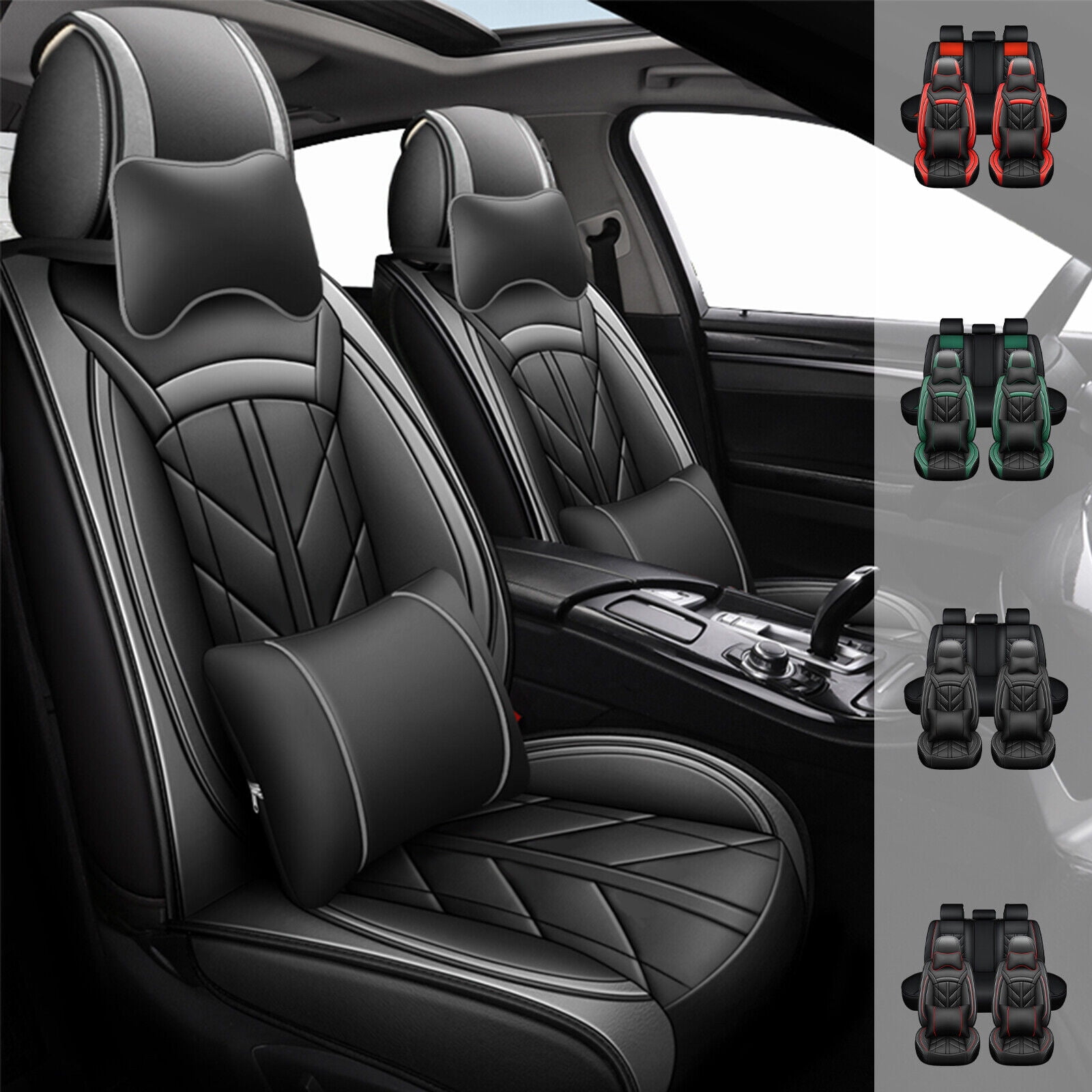 Universal PU Leather 5-Seat Car Cover Set – Full Cushion Protector, Front & Rear, Anti-Slip
