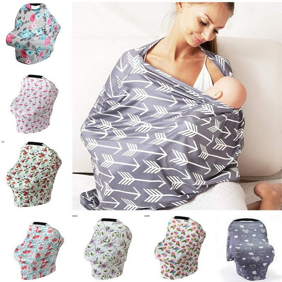 Car Seat Covers for Babies, Nursing Covers Breastfeeding Scarf, Infant Carseat Canopy, Stretchy Soft Breathable Multi-Use Cover Ups for Stroller High Chair Shopping Cart