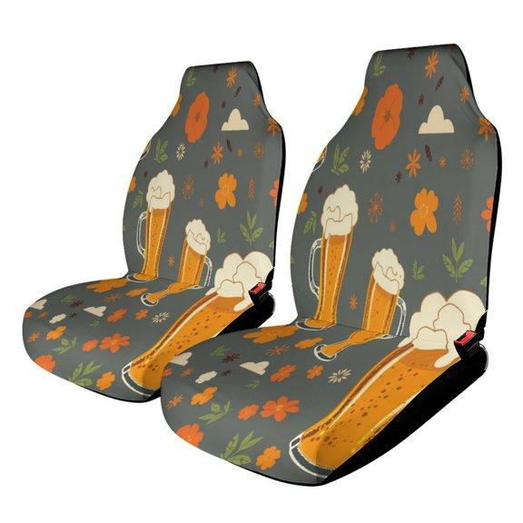 Car Seat Covers Beer Glasses Flowers Pattern Wallpaper. Universal Size Fit For Most Car Suv Truck Van Car Accessories Interior Seat Covers For Car Full Set