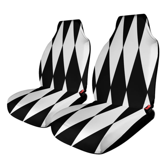 Car Seat Covers Black White Diamonds 2 Piece Soft Bucket Auto Seat Protector Universal Fit for SUV Sedan Van