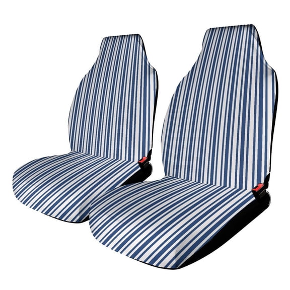 Car Seat Covers Blue Stripes Pattern 2 Piece Soft Bucket Auto Seat Protector Universal Fit for SUV Sedan Van