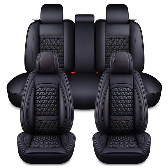 Car Seat Covers Compatible with Ford Ranger 2019-2025 - Full Set 5 Seats Faux Leather All-Weather Seat Cushions & Protectors, Waterproof & Breathable, Airbag Compatible (Black)