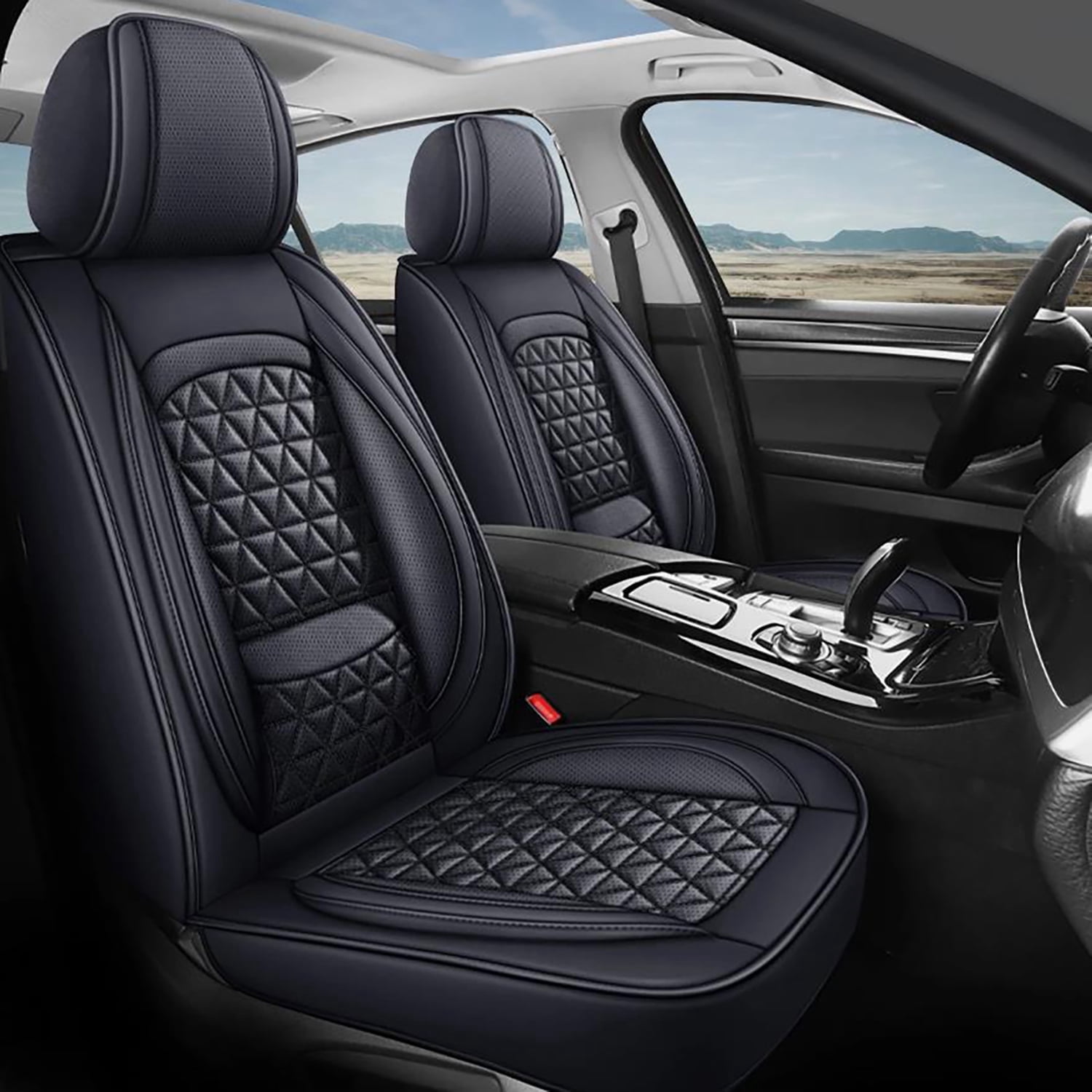 Car Seat Covers Compatible with Honda CR-V 2015-2025 - Full Set 5 Seats Faux Leather All-Weather Seat Cushions & Protectors, Waterproof & Breathable, Airbag Compatible (Black)
