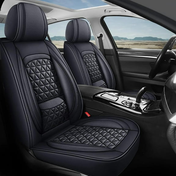 Car Seat Covers Compatible with Honda Civic 2020-2025 - Full Set 5 Seats Faux Leather All-Weather Seat Cushions & Protectors, Waterproof & Breathable, Airbag Compatible (Black)