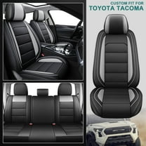 Car Seat Covers Custom For 2005-2023 Toyota Tacoma Crew Cab/Double Cab SR,SR5,TRD Sport,TRD Off-Road Full Set, Black&Gray