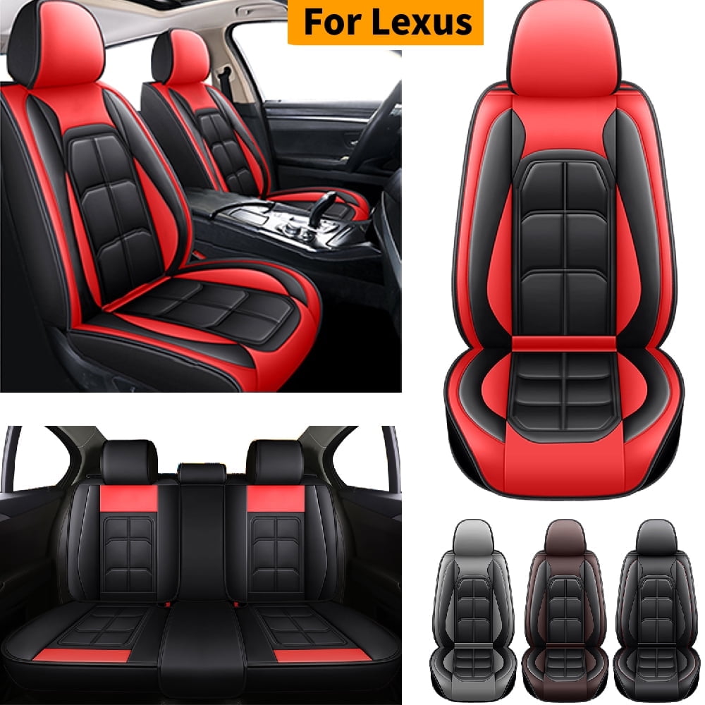 Car Seat Covers Fit for 2000-2024 For Lexus IS200t,IS250,5-Seat PU Leather Cushion Protector, Full Set Front Back Seat Cover for IS300,IS350,IS500 Black&Red