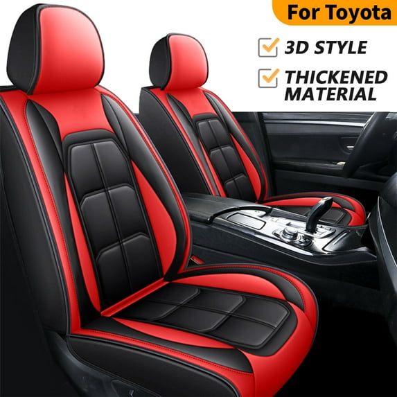 Car Seat Covers Fit for 2000-2024 Toyota Corolla,5-Seat PU Leather Cushion Protector, Full Set Front Back Seat Cover for Prius Echo Avalon Matrix Black&Red