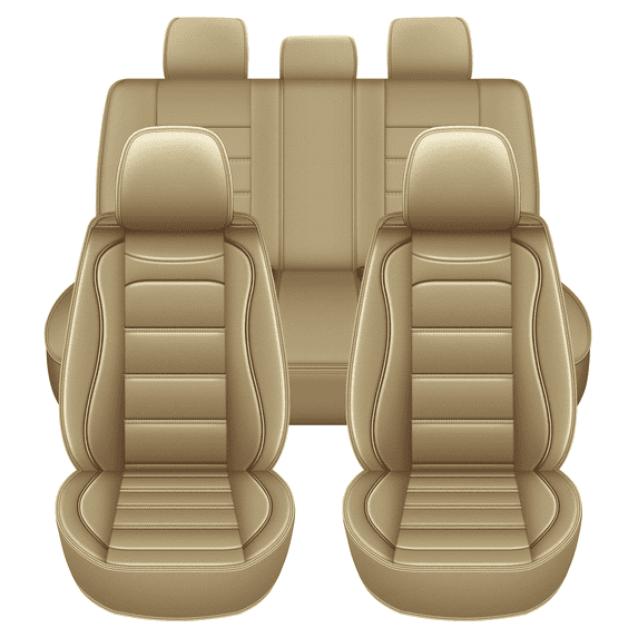 Car Seat Covers Fit for Ford Ranger 2018-2025 2026,Waterproof Premium Leather Seat Protector,Pet Friendly Auto Accessories Airbag Compatible Beige,Full Set(2 Row 5 Seats)