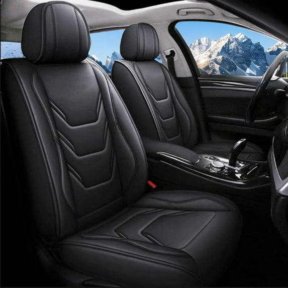 Car Seat Covers Fit for Hyundai Ioniq 2017-2024 Seat Covers Full Set 5 Seats Waterproof Faux Leather Car Seat Cushion Protector Compatible Airbag (Black)