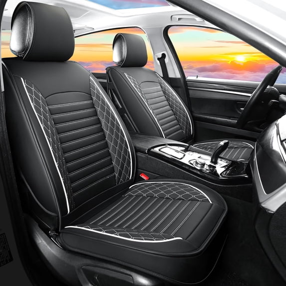 Car Seat Covers Fit for Chevrolet Suburban 2009-2024: 5 Seats Faux Leather Waterproof Seat Protectors (Black) - 2 Rows