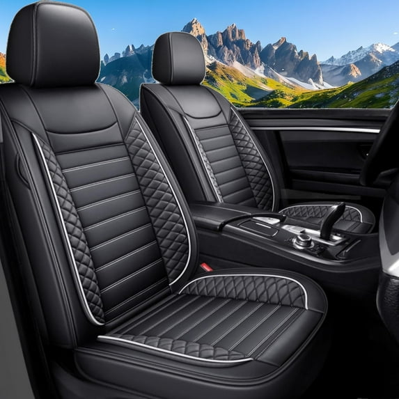 Car Seat Covers Fit for Chevy Equinox 2011-2025: 5 Seats Faux Leather Waterproof Seat Protectors (Black&white) - 2 Rows