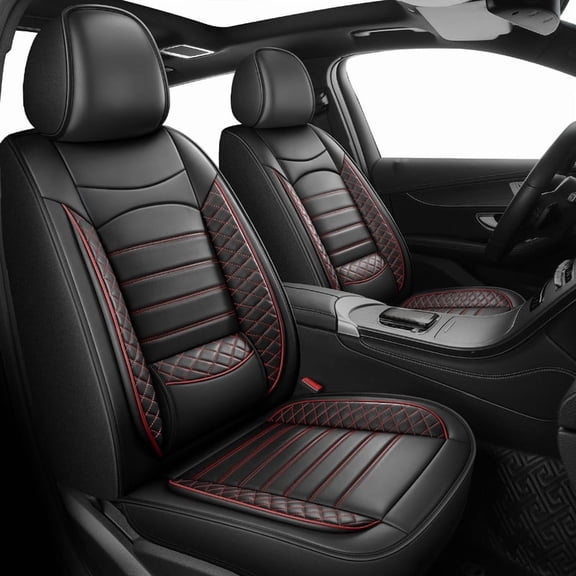 Car Seat Covers Fit for Ford Bronco Sport 2021-2026: 5 Seats Faux Leather Waterproof Seat Protectors (Black&Redline) - 2 Rows
