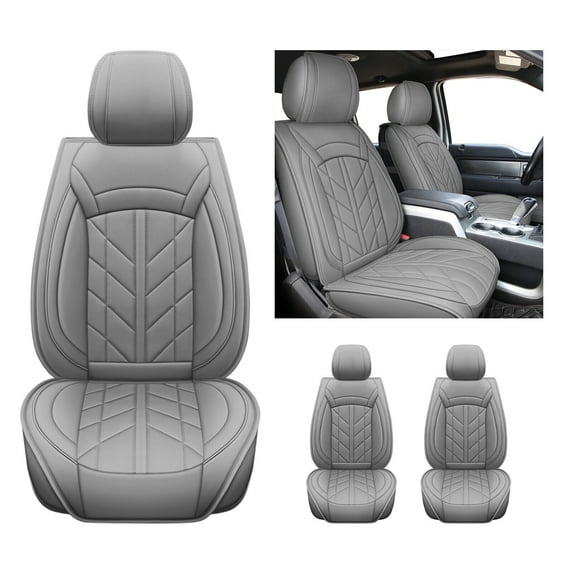 Car Seat Covers Fit for Ford F150 Truck 2009-2014 Pu Leather Front Cushion Protector Gray