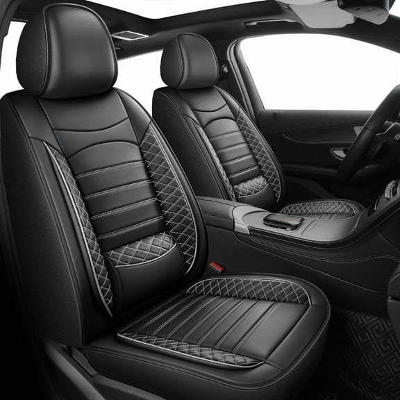 Car Seat Covers Fit for Ford Taurus 2002-2019: 5 Seats Faux Leather Waterproof Seat Protectors (Black) - 2 Rows
