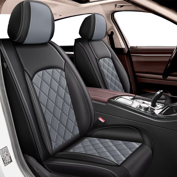 Car Seat Covers Fit for GMC Sierra 1500 2019-2025 :Premium Waterproof Leather Luxury Seat Covers Car Seat Protector Gray,Front Set(2 Seats)