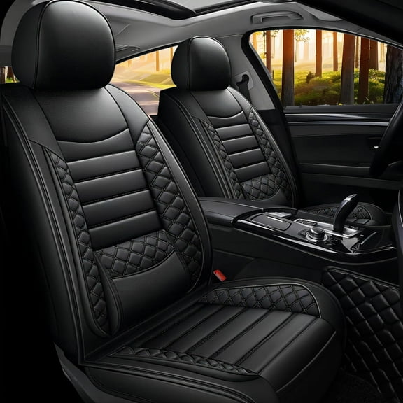 Car Seat Covers Fit for Honda HR-V 2016-2025: 5 Seats Faux Leather Waterproof Seat Protectors (Black) - 2 Rows