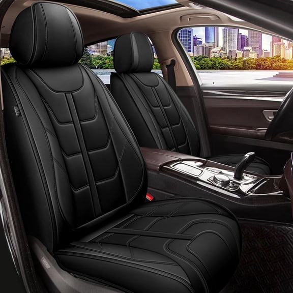 Car Seat Covers Fit for Hyundai Ioniq 2017-2025 Non-Slip Leather Car Seat Protector Compatible Airbag Black,Front Set( 2 Seats)