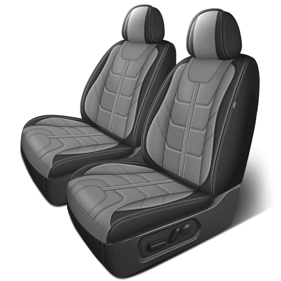 Car Seat Covers Fit for Nissan Versa 2009-2026 Non-Slip Leather Car Seat Protector Compatible Airbag Gray,Front Set(2 Seats)