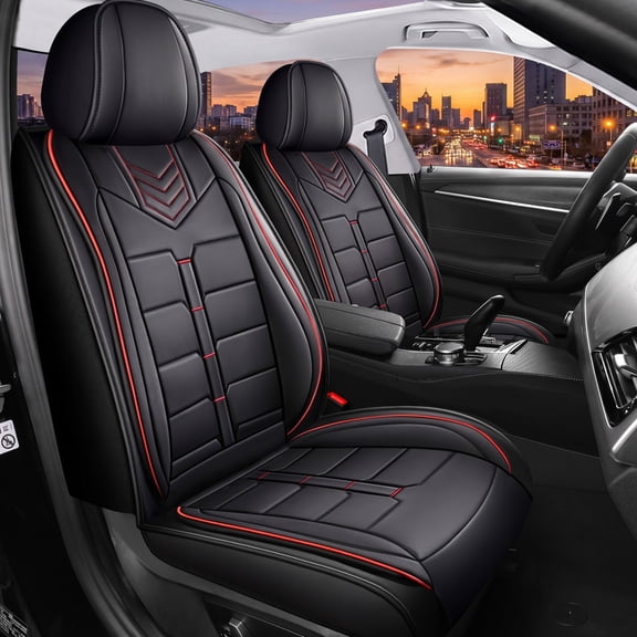 Car Seat Covers Fit for Toyota Camry 2002-2026 Full Set Leather Seat Cushion Waterproof Automotive Seat Protectors(5 Seats,Black&Redline)