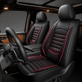 Car Seat Covers Fit for Toyota RAV4 2013-2026: 5 Seats Faux Leather Waterproof Seat Protectors (Black&Redline) - 2 Rows