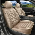 thumbnail image 1 of Car Seat Covers Fit for Toyota Tacoma 2016-2023: 5 Seats Faux Leather Waterproof Seat Protectors (Beige) - 2 Rows, 1 of 8