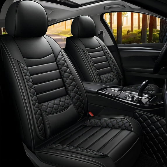 Car Seat Covers Fit for Toyota Tacoma 2016-2023: 5 Seats Faux Leather Waterproof Seat Protectors (Black) - 2 Rows