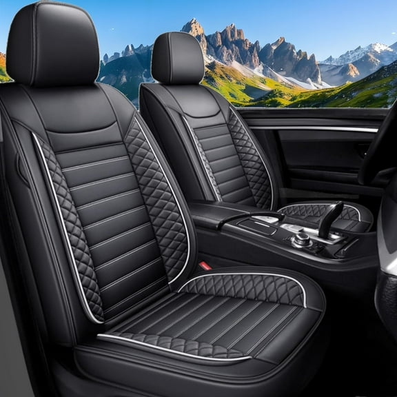 Car Seat Covers Fit for Toyota Tacoma 2016-2023: 5 Seats Faux Leather Waterproof Seat Protectors (Black&white) - 2 Rows