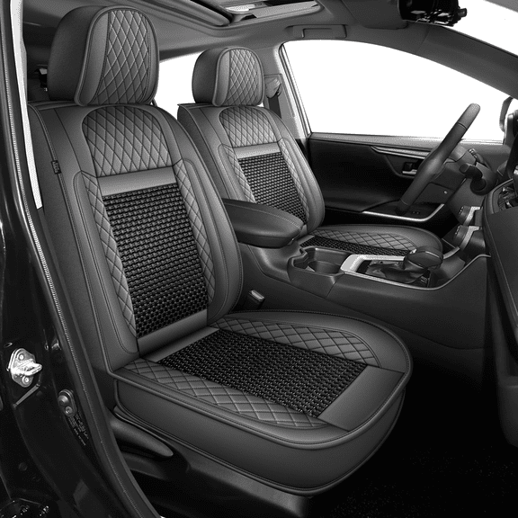 Car Seat Covers Fit for Toyota Venza 2009-2020 Ice Silk Leather Seat Covers Cushion Breathable Cooling Comfort Easy Installation( Gray,Front Row)