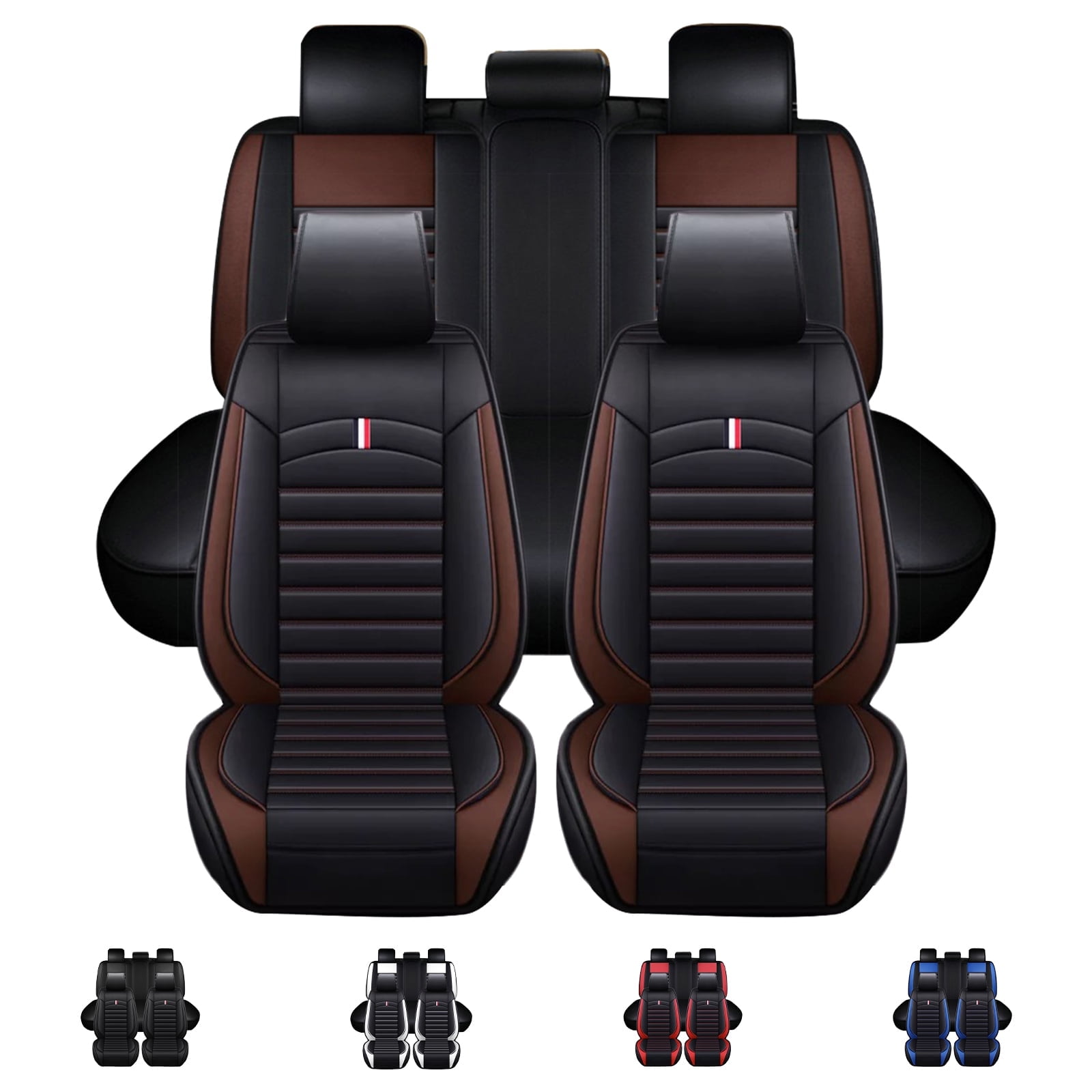 Car Seat Covers for 2000 2024 BMW 328i 325i 330i 5 Seat Deluxe PU Leather Cushion Protector Waterproof Black