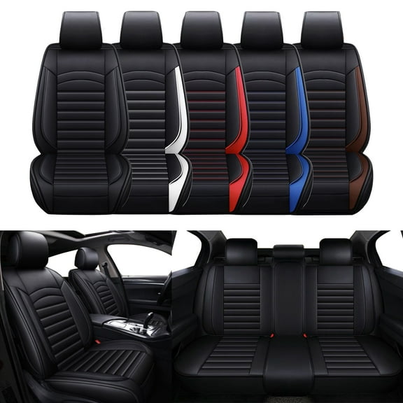 Car Seat Covers For 2000-2024 Hyundai Kona Tucson 5 Seat Deluxe PU Leather Cushion Protector Waterproof Black