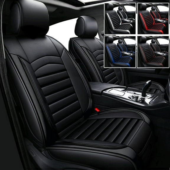 Car Seat Covers For Nissan Rogue Xterra 5 Seat Deluxe PU Leather Cushion Protector Waterproof Black