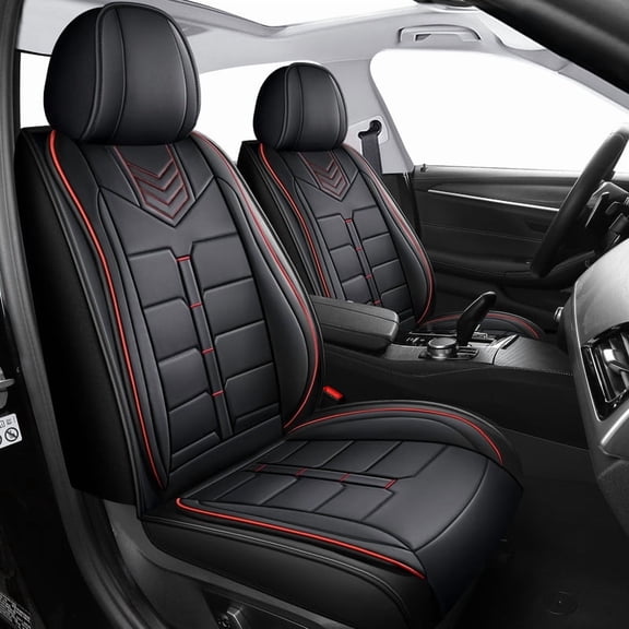Car Seat Covers for Ford Flex 2011-2019,Stylish Sport Seat Cover,Premium Nappa Leather Car Seat Cover.Automobile Seat Covers Sets.(Standard 5 Seats/Black&Redline)