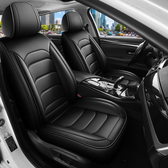 Car Seat Covers for Ford Taurus 2002-2019,Premium Nappa Leather Seat Cover Full Set,Waterproof & Anti-Slip Front Rear Seat Protectors(Standard Full Set/Black)