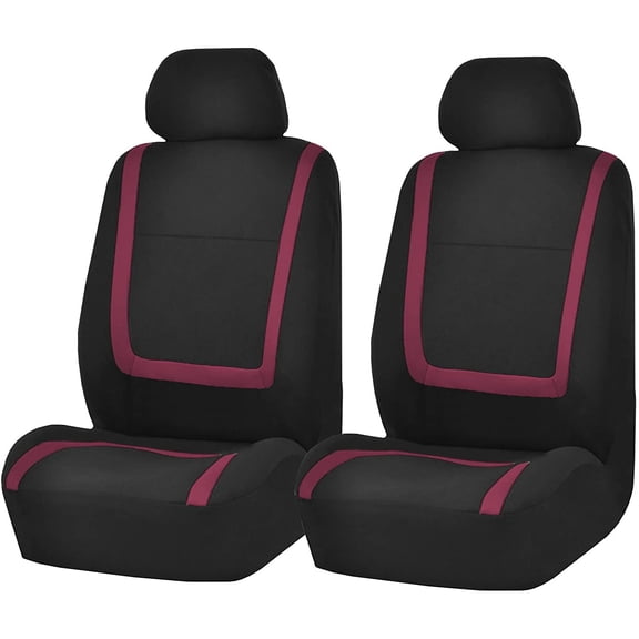 Car Seat Covers Front Set in Cloth, Car Seat Covers for Low Back Car Seats with Removable Headrest, Universal Fit, Automotive Seat Covers, Car Seat Cover for SUV, Sedan, Van Burgundy