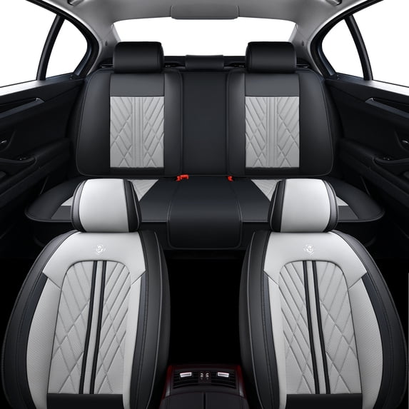 Car Seat Covers,Front and Rear, Fits Lincoln Mks 2010, Black & Gray 5 Pieces