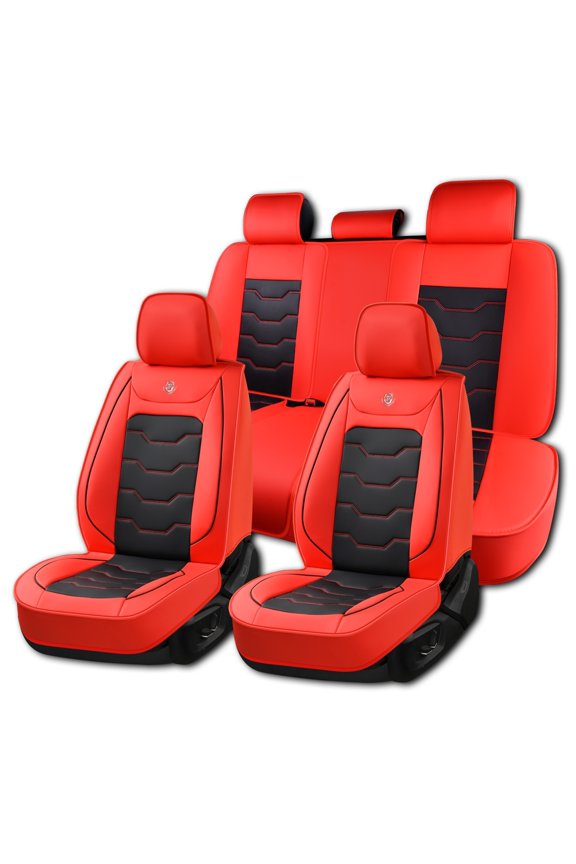 Car Seat Covers,Front and Rear, Fits Mitsubishi Lancer 2015, Red & Black 5 Pieces