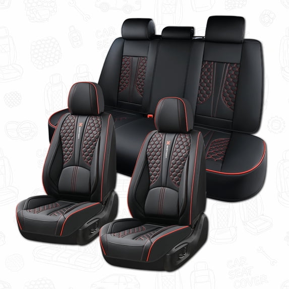 Red Hatchbacks Rear Car Seat Covers,Front and Rear, Fits Volkswagen Golf 2003, Black & Red ...
